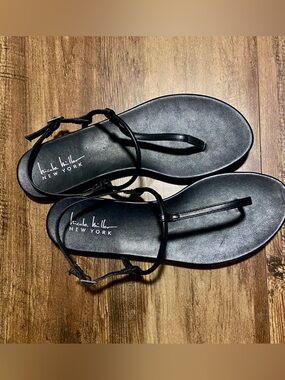 Black T-Strap Sandals